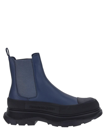 Shop Alexander Mcqueen Tread Slick Ankle Boots In Blue