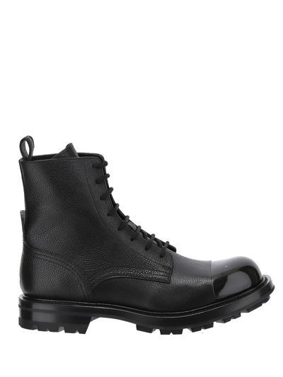 Shop Alexander Mcqueen Boots Man In Black