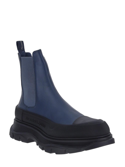 Shop Alexander Mcqueen Tread Slick Ankle Boots In Blue