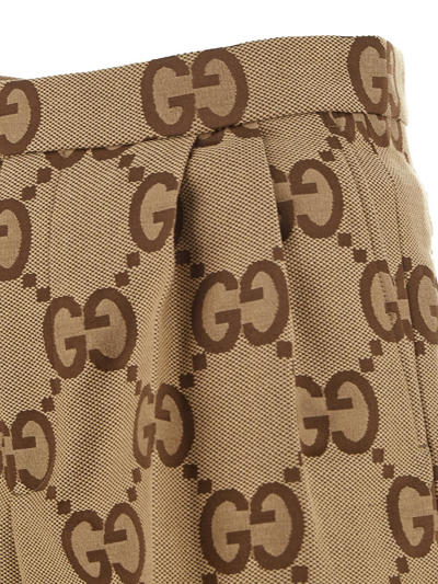 Shop Gucci Jumbo Gg Shorts In Beige