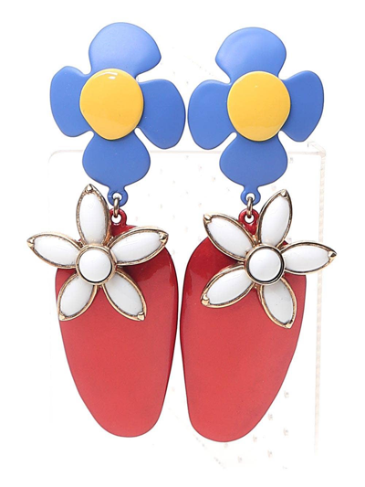 Shop Saint Laurent Multicolour Brass Flower/strawberry Clip-on Earrings