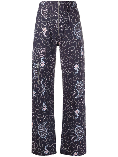 Shop Isabel Marant Étoile Abstract-print Cotton Trousers