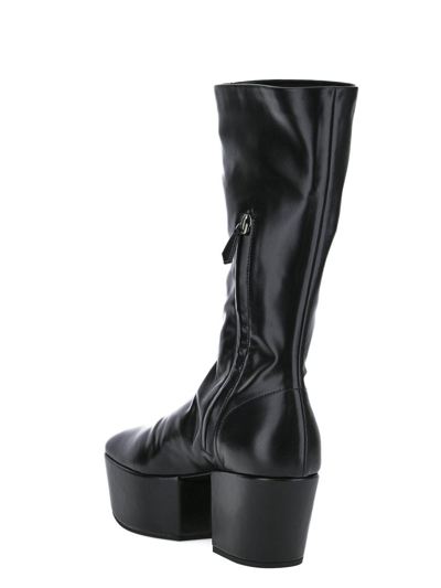 Prada Triangle Logo Platform Boots In Black
