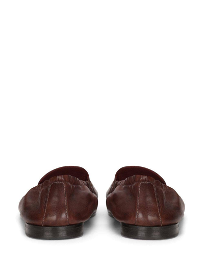 Shop Dolce & Gabbana Logo-embossed Leather Slippers