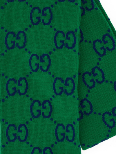 Shop Gucci Gg Jacquard Scarf In Green