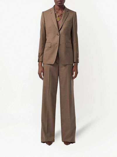 Shop Burberry Wide-leg Wool Trousers In Beige