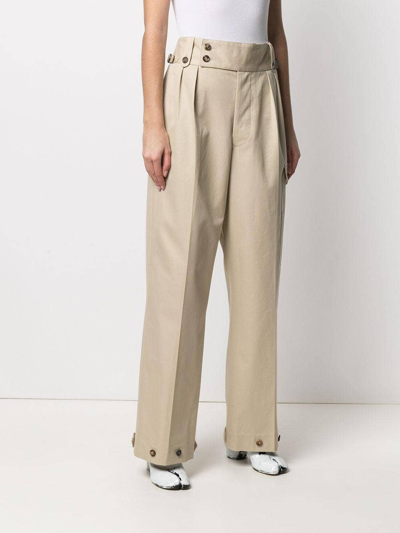 Shop Maison Margiela Button-detail Wide-leg Trousers