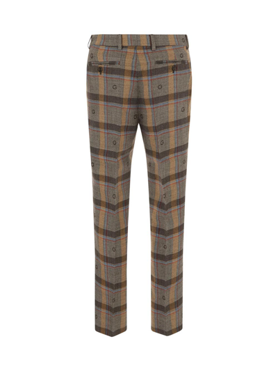 Shop Gucci Checked Wool Trousers In Multicolor
