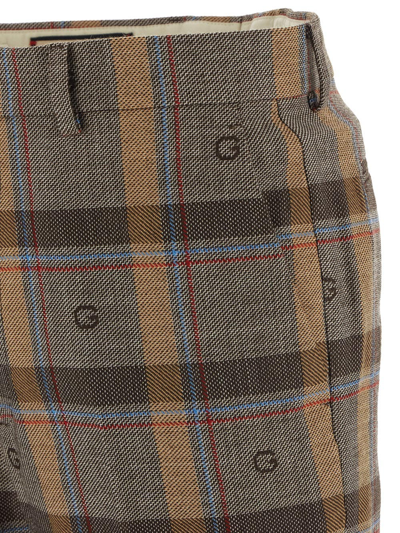 Shop Gucci Checked Wool Trousers In Multicolor