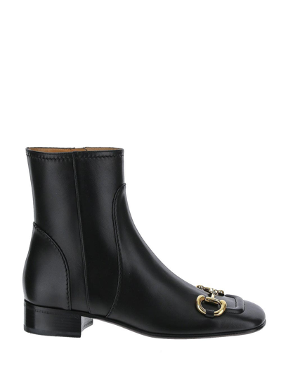 Shop Gucci Horsebit Ankle-boot In Black