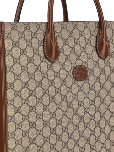 Shop Gucci Medium Tote Bag With Interlocking G In Brown