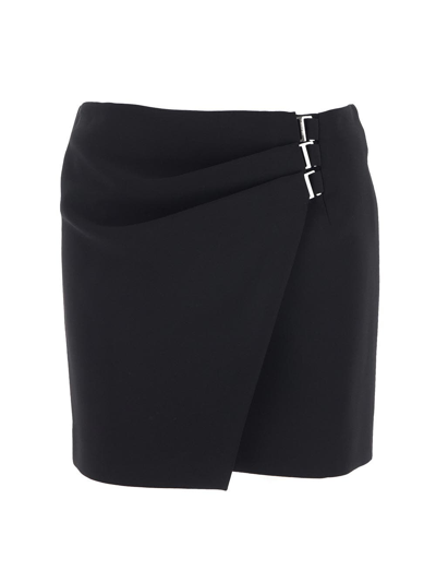 Shop Attico Draped Mini Skirt In Black