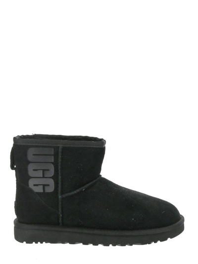 Shop Ugg Classic Mini Rubber Logo In Black