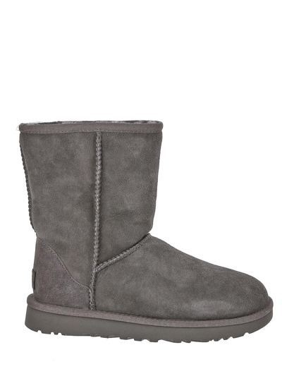 Ugg Mid-calf Suede Boots With Plush Lamb Lining In Gray