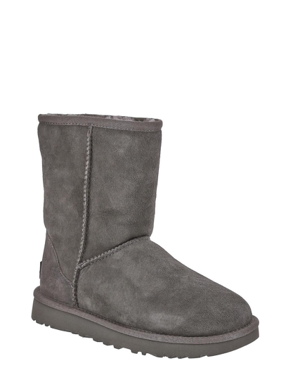 Ugg Mid-calf Suede Boots With Plush Lamb Lining In Gray