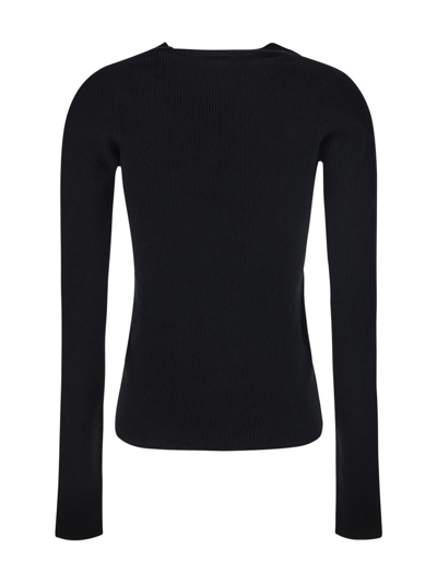 Shop Bottega Veneta Stretch Wool Sweater In Black