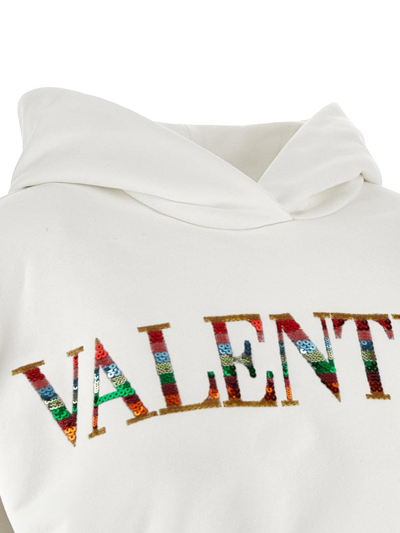 Shop Valentino Paillettes Hoodie In White