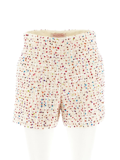 Shop Valentino Shorts In Tweed Pois In White