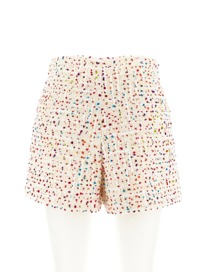 Shop Valentino Shorts In Tweed Pois In White