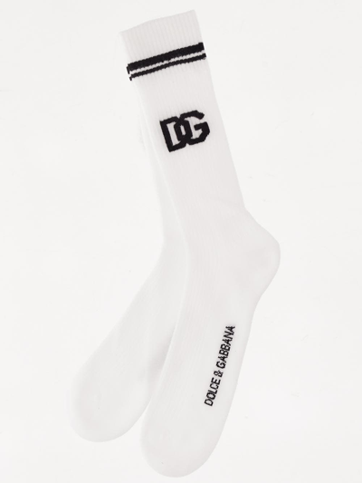 Shop Dolce & Gabbana D&g Ankle Socks Man In White