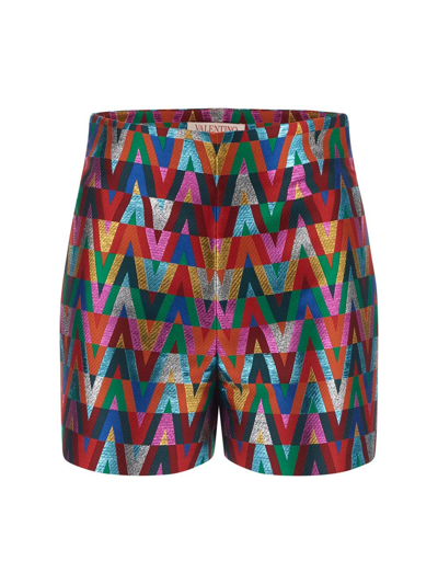 Shop Valentino Jacquard Shorts In Multicolor