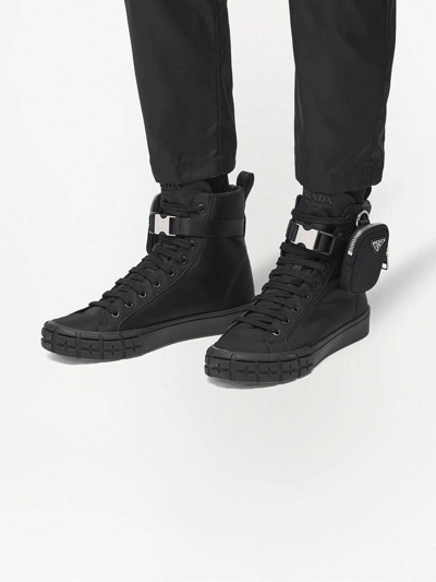 Wheel Re-nylon High-top Sneakers In Black