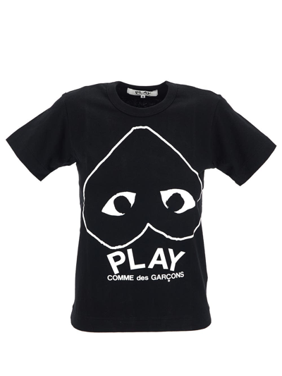 Shop Comme Des Garçons Play Logo Print T-shirt In Black