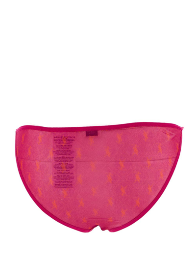 Shop Saint Laurent Monogram Panties In Tulle Jersey In Purple