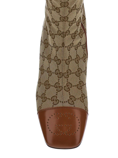 Shop Gucci Gg Knee-high Boot In Beige