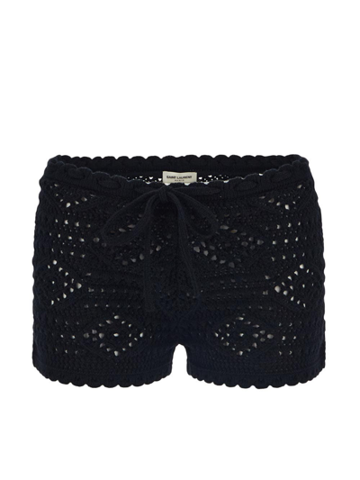 Shop Saint Laurent Low Waist Short In Black