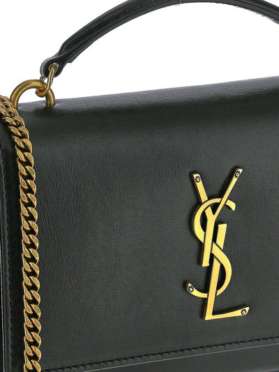Shop Saint Laurent Cassandra Logo Bag In Black