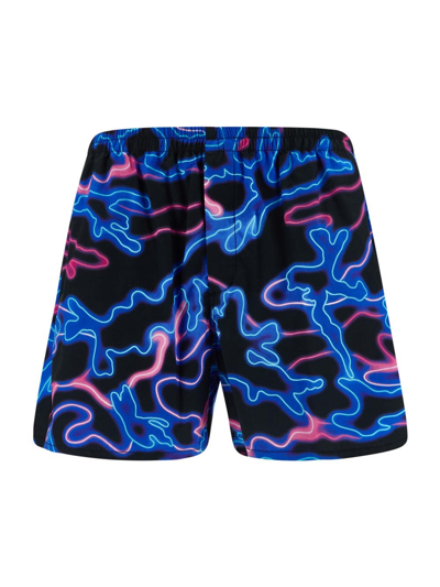 Shop Valentino Neon Camou Swimming Shorts In Multicolor