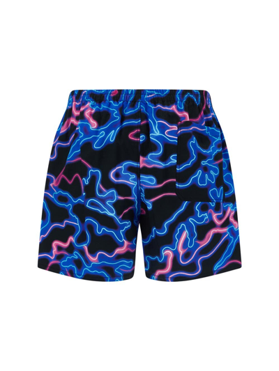 Shop Valentino Neon Camou Swimming Shorts In Multicolor