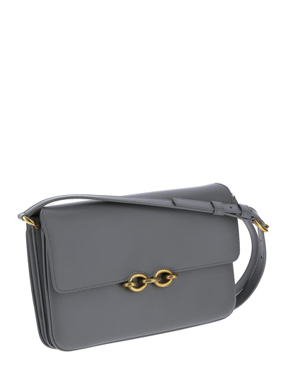 Shop Saint Laurent Le Maillon Shoulder Bag In Grey