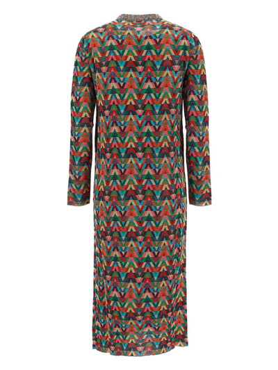 Shop Valentino Cardigan In Lurex Jacquard In Multicolor