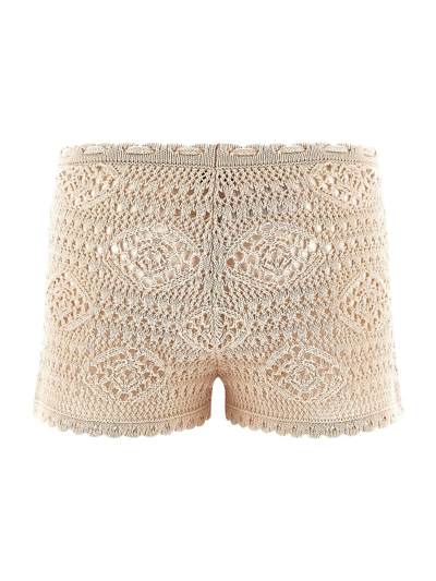 Shop Saint Laurent Low Waisted Crochet Shorts In Wool In Pink