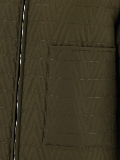 Shop Valentino Quilted Nylon Overshirt In Green