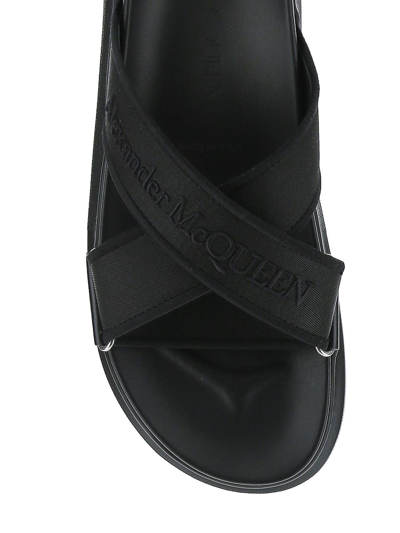Shop Alexander Mcqueen Logo Ribbon Sandal In Black