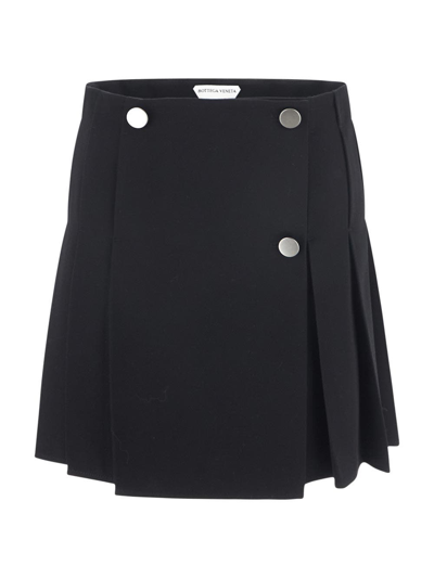 Shop Bottega Veneta Pleated Skirt In Black