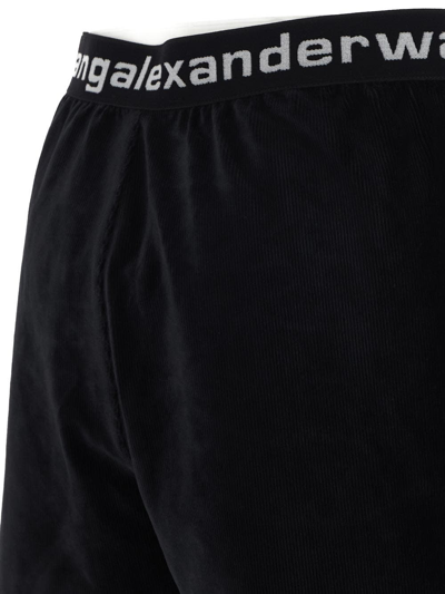 Shop Alexander Wang T Logo Elastic Short In Stretch Corduroy In Black