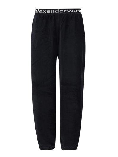 Shop Alexander Wang T Logo Elastic Sweatpants In Stretch Corduroy In Black