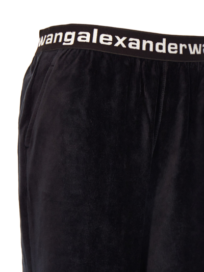 Shop Alexander Wang T Logo Elastic Sweatpants In Stretch Corduroy In Black