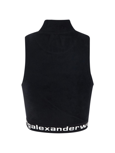 Shop Alexander Wang T Mock Neck Tank In Stretch Corduroy In Black