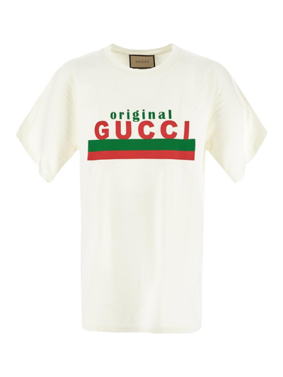 Shop Gucci "original " Print Oversize T-shirt In Ivory