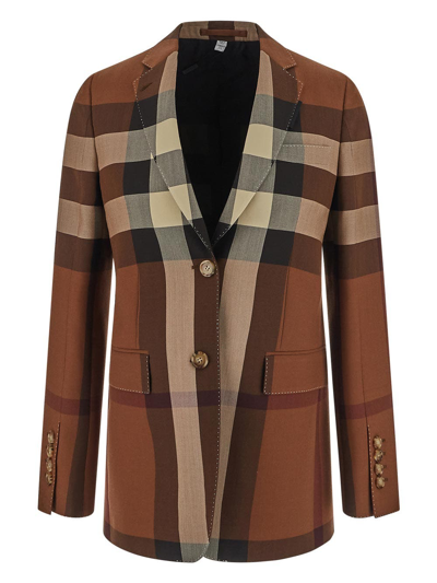 Shop Burberry Jacket Woman In Brown