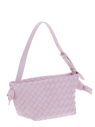 Shop Bottega Veneta Tie Leather Shoulder Bag In Pink