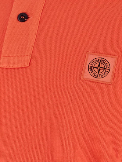 Shop Stone Island Logo Patch Polo In Orange