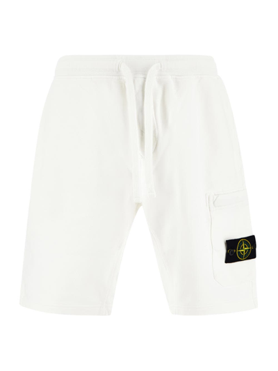 Shop Stone Island Logo Patch Shorts In White
