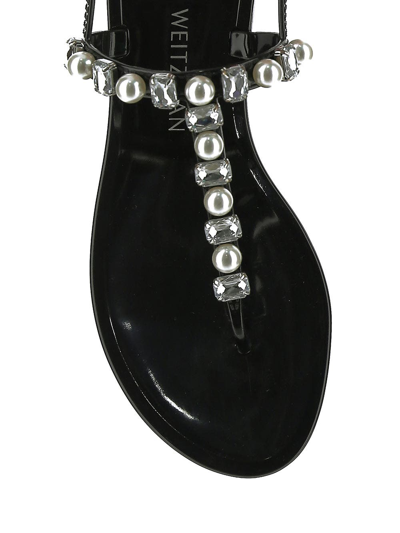 Shop Stuart Weitzman Goldie Embellished Jelly Sandals In Black