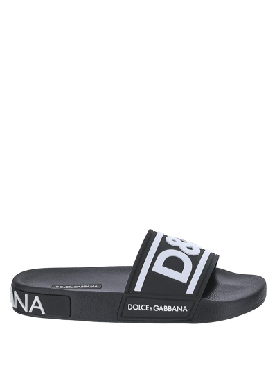 Shop Dolce & Gabbana Rubber Slides In Black